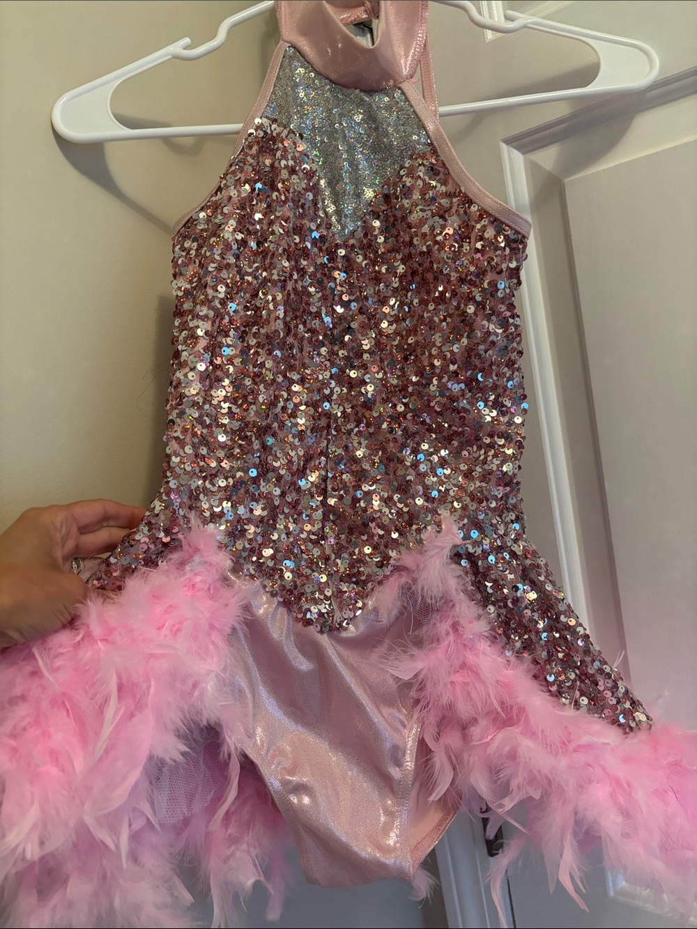 Weissman Pink Sequin and Feather Dance Dress